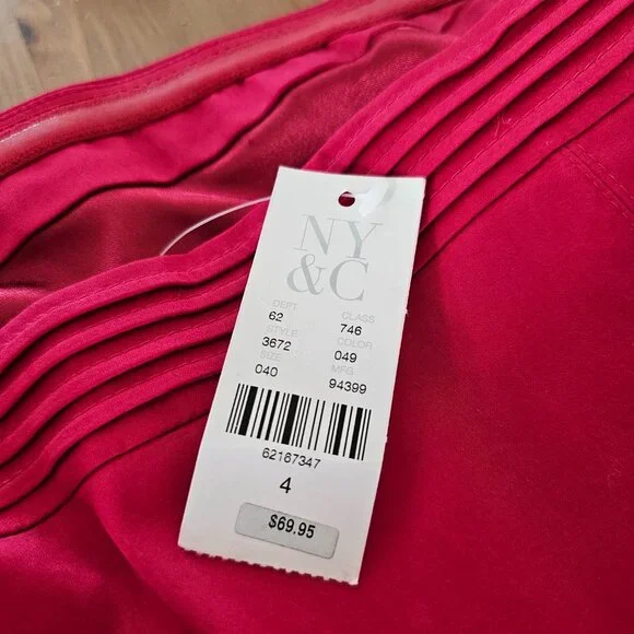 NY&C - Strapless Full Skirt Knee Length Cotton Dress - Pomegranate Red Size 4 - Picture 10 of 11